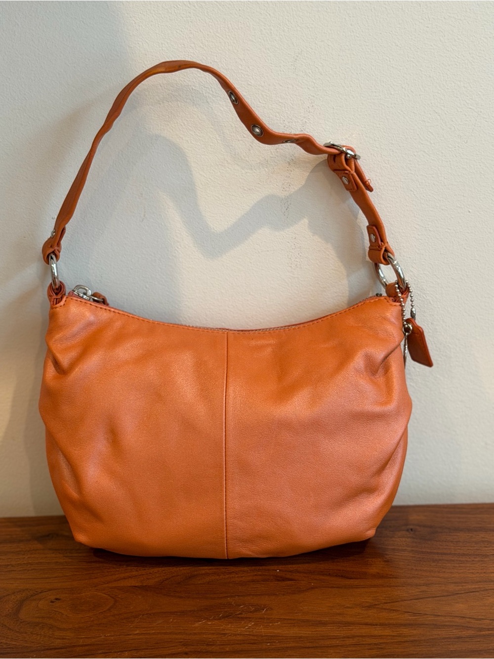 Coach Vintage Y2K 42732 Ali Leather Hobo Bag in Coral - Silver Hardware EUC
